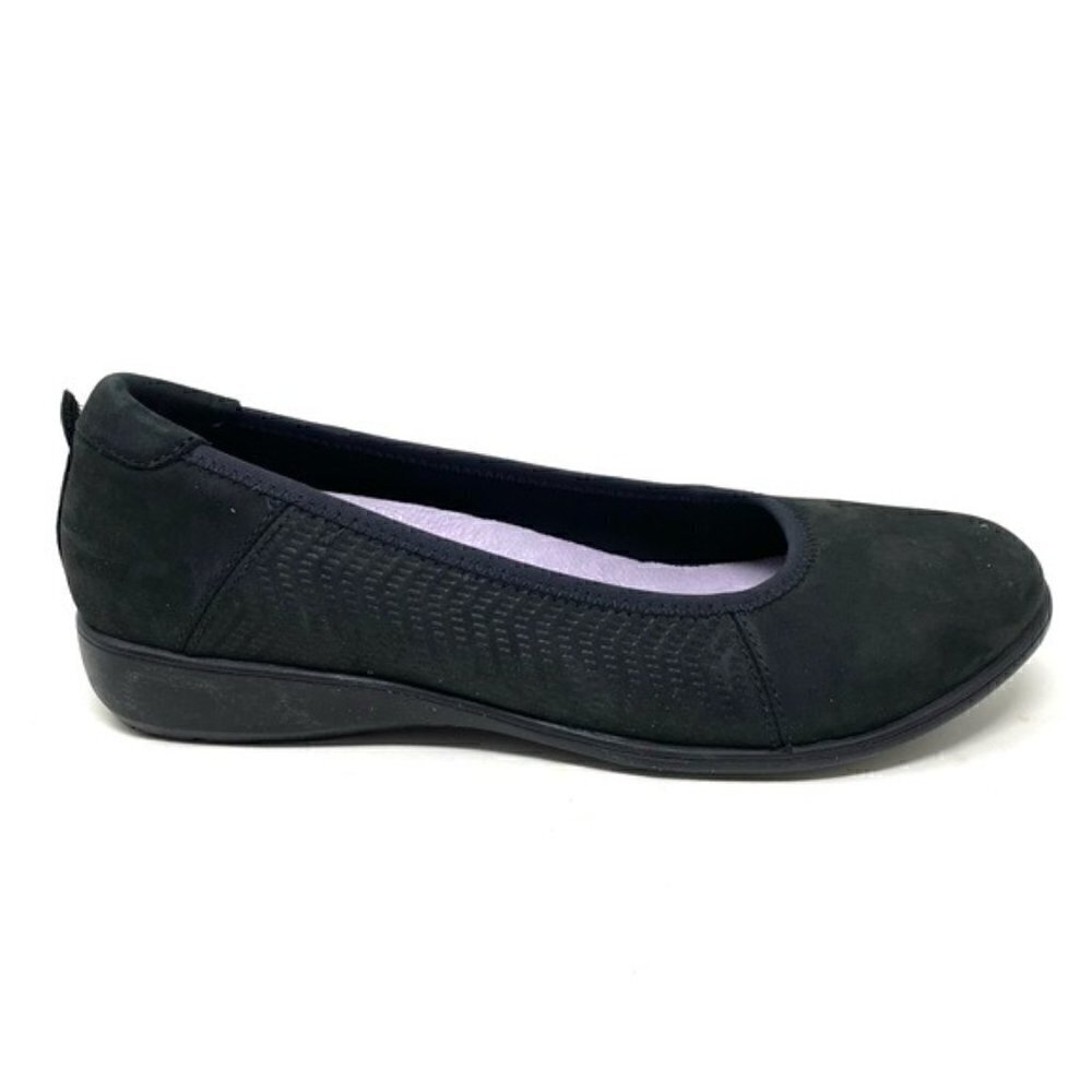 Aravon Black Abbey Ballet Flat NARROW